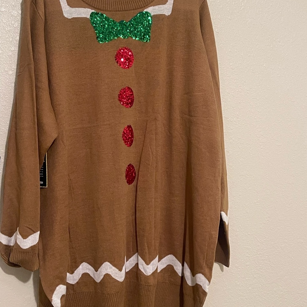 NEW Brown Gingerbread Sweater with Sequin Accents